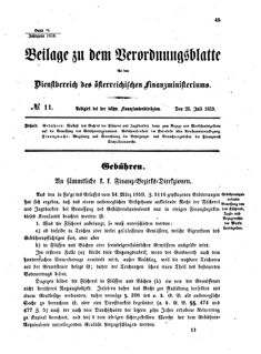 Verordnungsblatt für den Dienstbereich des K.K. Finanzministeriums für die im Reichsrate vertretenen Königreiche und Länder 18590723 Seite: 1