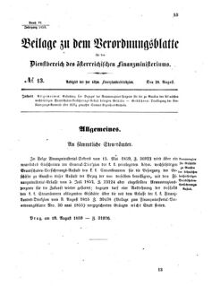 Verordnungsblatt für den Dienstbereich des K.K. Finanzministeriums für die im Reichsrate vertretenen Königreiche und Länder 18590829 Seite: 1