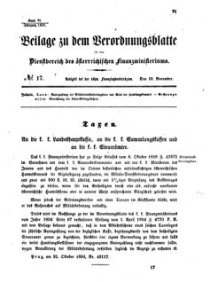 Verordnungsblatt für den Dienstbereich des K.K. Finanzministeriums für die im Reichsrate vertretenen Königreiche und Länder 18591112 Seite: 1