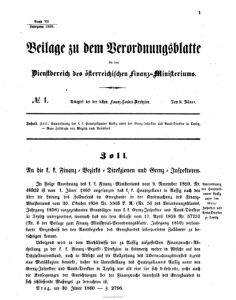 Verordnungsblatt für den Dienstbereich des K.K. Finanzministeriums für die im Reichsrate vertretenen Königreiche und Länder 18600109 Seite: 1