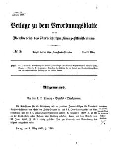 Verordnungsblatt für den Dienstbereich des K.K. Finanzministeriums für die im Reichsrate vertretenen Königreiche und Länder 18600312 Seite: 1