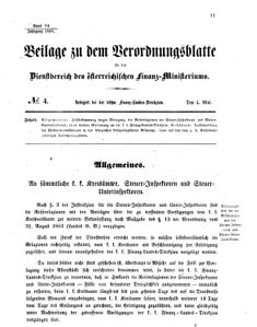 Verordnungsblatt für den Dienstbereich des K.K. Finanzministeriums für die im Reichsrate vertretenen Königreiche und Länder 18600504 Seite: 1