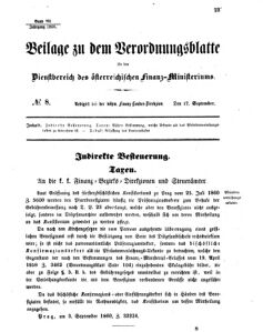 Verordnungsblatt für den Dienstbereich des K.K. Finanzministeriums für die im Reichsrate vertretenen Königreiche und Länder 18600917 Seite: 1