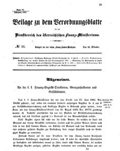 Verordnungsblatt für den Dienstbereich des K.K. Finanzministeriums für die im Reichsrate vertretenen Königreiche und Länder 18601022 Seite: 1