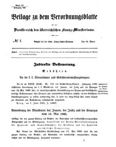 Verordnungsblatt für den Dienstbereich des K.K. Finanzministeriums für die im Reichsrate vertretenen Königreiche und Länder 18610110 Seite: 1