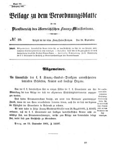 Verordnungsblatt für den Dienstbereich des K.K. Finanzministeriums für die im Reichsrate vertretenen Königreiche und Länder 18610922 Seite: 1