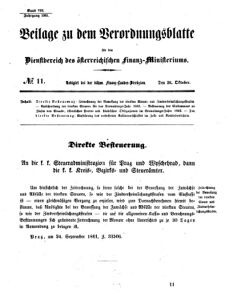 Verordnungsblatt für den Dienstbereich des K.K. Finanzministeriums für die im Reichsrate vertretenen Königreiche und Länder 18611026 Seite: 1