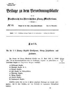 Verordnungsblatt für den Dienstbereich des K.K. Finanzministeriums für die im Reichsrate vertretenen Königreiche und Länder 18611112 Seite: 1