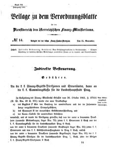 Verordnungsblatt für den Dienstbereich des K.K. Finanzministeriums für die im Reichsrate vertretenen Königreiche und Länder 18611125 Seite: 1