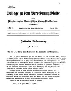 Verordnungsblatt für den Dienstbereich des K.K. Finanzministeriums für die im Reichsrate vertretenen Königreiche und Länder 18620204 Seite: 1