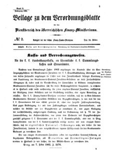 Verordnungsblatt für den Dienstbereich des K.K. Finanzministeriums für die im Reichsrate vertretenen Königreiche und Länder 18620210 Seite: 1