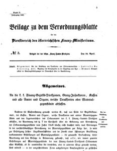 Verordnungsblatt für den Dienstbereich des K.K. Finanzministeriums für die im Reichsrate vertretenen Königreiche und Länder 18620410 Seite: 1