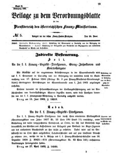 Verordnungsblatt für den Dienstbereich des K.K. Finanzministeriums für die im Reichsrate vertretenen Königreiche und Länder 18620620 Seite: 1