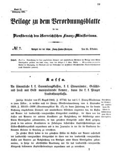 Verordnungsblatt für den Dienstbereich des K.K. Finanzministeriums für die im Reichsrate vertretenen Königreiche und Länder 18621023 Seite: 1