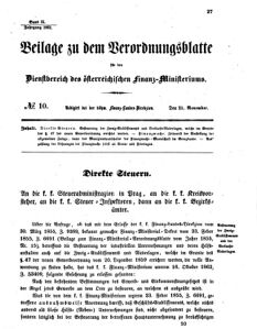 Verordnungsblatt für den Dienstbereich des K.K. Finanzministeriums für die im Reichsrate vertretenen Königreiche und Länder 18621121 Seite: 1