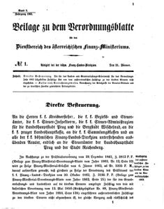 Verordnungsblatt für den Dienstbereich des K.K. Finanzministeriums für die im Reichsrate vertretenen Königreiche und Länder 18630121 Seite: 1