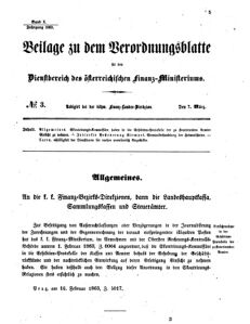 Verordnungsblatt für den Dienstbereich des K.K. Finanzministeriums für die im Reichsrate vertretenen Königreiche und Länder 18630307 Seite: 1