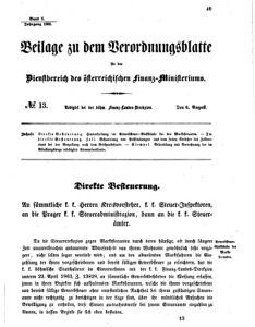 Verordnungsblatt für den Dienstbereich des K.K. Finanzministeriums für die im Reichsrate vertretenen Königreiche und Länder 18630806 Seite: 1