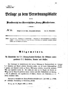 Verordnungsblatt für den Dienstbereich des K.K. Finanzministeriums für die im Reichsrate vertretenen Königreiche und Länder 18630914 Seite: 1