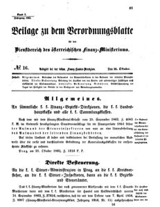 Verordnungsblatt für den Dienstbereich des K.K. Finanzministeriums für die im Reichsrate vertretenen Königreiche und Länder 18631026 Seite: 1