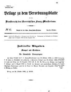 Verordnungsblatt für den Dienstbereich des K.K. Finanzministeriums für die im Reichsrate vertretenen Königreiche und Länder 18631029 Seite: 1