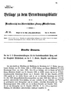 Verordnungsblatt für den Dienstbereich des K.K. Finanzministeriums für die im Reichsrate vertretenen Königreiche und Länder 18631114 Seite: 1