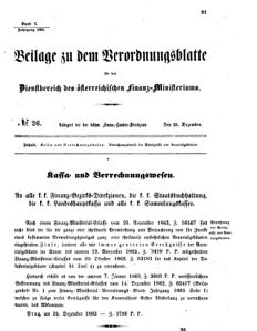 Verordnungsblatt für den Dienstbereich des K.K. Finanzministeriums für die im Reichsrate vertretenen Königreiche und Länder 18631228 Seite: 1