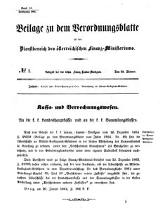 Verordnungsblatt für den Dienstbereich des K.K. Finanzministeriums für die im Reichsrate vertretenen Königreiche und Länder 18640130 Seite: 1