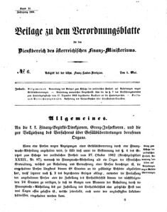 Verordnungsblatt für den Dienstbereich des K.K. Finanzministeriums für die im Reichsrate vertretenen Königreiche und Länder 18640504 Seite: 1