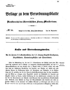 Verordnungsblatt für den Dienstbereich des K.K. Finanzministeriums für die im Reichsrate vertretenen Königreiche und Länder 18640930 Seite: 1