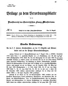 Verordnungsblatt für den Dienstbereich des K.K. Finanzministeriums für die im Reichsrate vertretenen Königreiche und Länder 18650812 Seite: 1