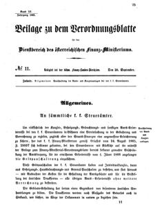 Verordnungsblatt für den Dienstbereich des K.K. Finanzministeriums für die im Reichsrate vertretenen Königreiche und Länder 18650920 Seite: 1