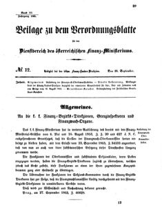 Verordnungsblatt für den Dienstbereich des K.K. Finanzministeriums für die im Reichsrate vertretenen Königreiche und Länder 18650930 Seite: 1