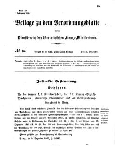 Verordnungsblatt für den Dienstbereich des K.K. Finanzministeriums für die im Reichsrate vertretenen Königreiche und Länder 18651220 Seite: 1