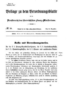 Verordnungsblatt für den Dienstbereich des K.K. Finanzministeriums für die im Reichsrate vertretenen Königreiche und Länder 18651231 Seite: 1