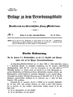 Verordnungsblatt für den Dienstbereich des K.K. Finanzministeriums für die im Reichsrate vertretenen Königreiche und Länder 18660122 Seite: 1