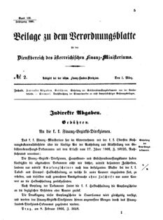 Verordnungsblatt für den Dienstbereich des K.K. Finanzministeriums für die im Reichsrate vertretenen Königreiche und Länder 18660301 Seite: 1