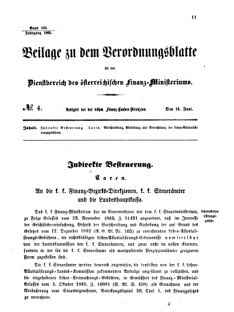 Verordnungsblatt für den Dienstbereich des K.K. Finanzministeriums für die im Reichsrate vertretenen Königreiche und Länder 18660616 Seite: 1