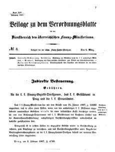 Verordnungsblatt für den Dienstbereich des K.K. Finanzministeriums für die im Reichsrate vertretenen Königreiche und Länder 18670306 Seite: 1