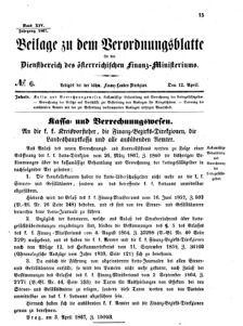 Verordnungsblatt für den Dienstbereich des K.K. Finanzministeriums für die im Reichsrate vertretenen Königreiche und Länder 18670412 Seite: 1