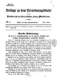 Verordnungsblatt für den Dienstbereich des K.K. Finanzministeriums für die im Reichsrate vertretenen Königreiche und Länder 18680107 Seite: 1