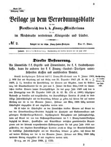 Verordnungsblatt für den Dienstbereich des K.K. Finanzministeriums für die im Reichsrate vertretenen Königreiche und Länder 18680117 Seite: 1