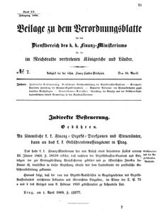 Verordnungsblatt für den Dienstbereich des K.K. Finanzministeriums für die im Reichsrate vertretenen Königreiche und Länder 18680416 Seite: 1