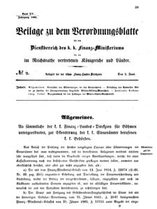 Verordnungsblatt für den Dienstbereich des K.K. Finanzministeriums für die im Reichsrate vertretenen Königreiche und Länder 18680602 Seite: 1