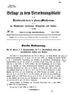 Verordnungsblatt für den Dienstbereich des K.K. Finanzministeriums für die im Reichsrate vertretenen Königreiche und Länder 18680708 Seite: 1