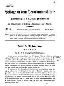 Verordnungsblatt für den Dienstbereich des K.K. Finanzministeriums für die im Reichsrate vertretenen Königreiche und Länder 18680807 Seite: 1