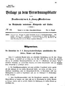 Verordnungsblatt für den Dienstbereich des K.K. Finanzministeriums für die im Reichsrate vertretenen Königreiche und Länder 18680814 Seite: 1