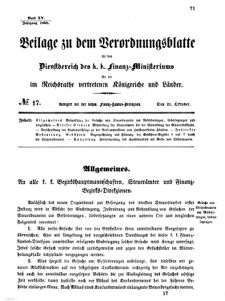 Verordnungsblatt für den Dienstbereich des K.K. Finanzministeriums für die im Reichsrate vertretenen Königreiche und Länder 18681021 Seite: 1