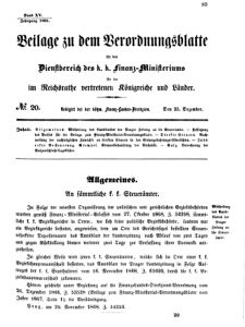 Verordnungsblatt für den Dienstbereich des K.K. Finanzministeriums für die im Reichsrate vertretenen Königreiche und Länder 18681223 Seite: 1