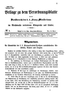 Verordnungsblatt für den Dienstbereich des K.K. Finanzministeriums für die im Reichsrate vertretenen Königreiche und Länder 18690113 Seite: 1